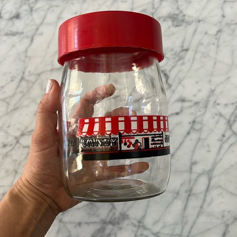 Vintage 1980's Glass 'Candy Store' Candy/Cookie Jar